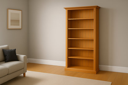 FEDERATION DELUXE (AUSSIE MADE) HIGHLINE BOOKCASE WITH TWIN GROOVED 70MM FACINGS COLLECTION - ASSORTED STAINED COLOURS