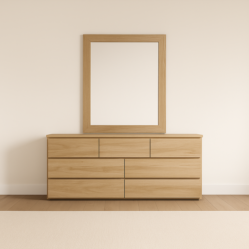 VICTORIAN (AUSSIE MADE) 7 DRAWER DRESSING TABLE WITH MIRROR - ASSORTED COLOURS