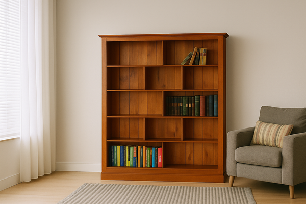 PIGEON (AUSSIE MADE) STAGGERED HIGHLINE BOOKCASE COLLECTION - ASSORTED STAINED COLOURS