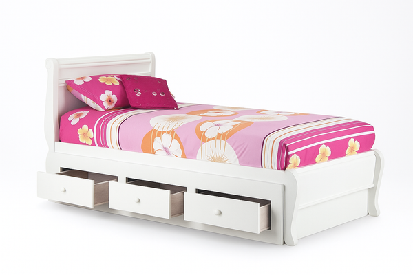 SINGLE COPENHAGEN BED WITH 3 DRAWER UNDERBED STORAGE - ARCTIC WHITE