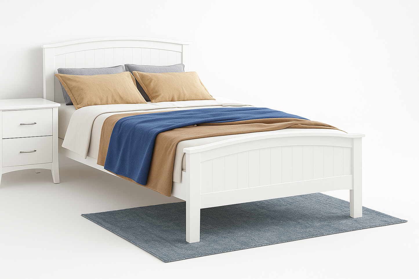 SINGLE STELLA PANEL BED - WHITE