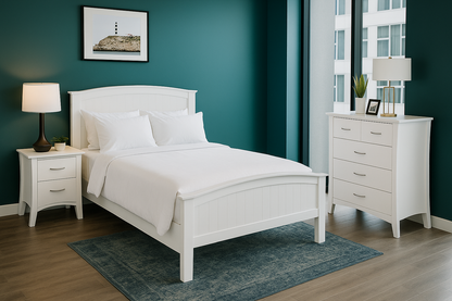 STELLA PANEL SINGLE OR KING SINGLE 3 PIECE BEDROOM SUITE WITH SAVANNAH CASE GOODS - WHITE