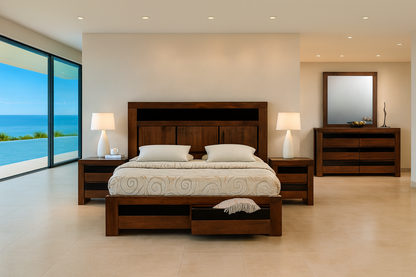 MANDARIN (AUSSIE MADE) QUEEN 5 PIECE (DRESSER) BEDROOM SUITE - ASSORTED COLOURS