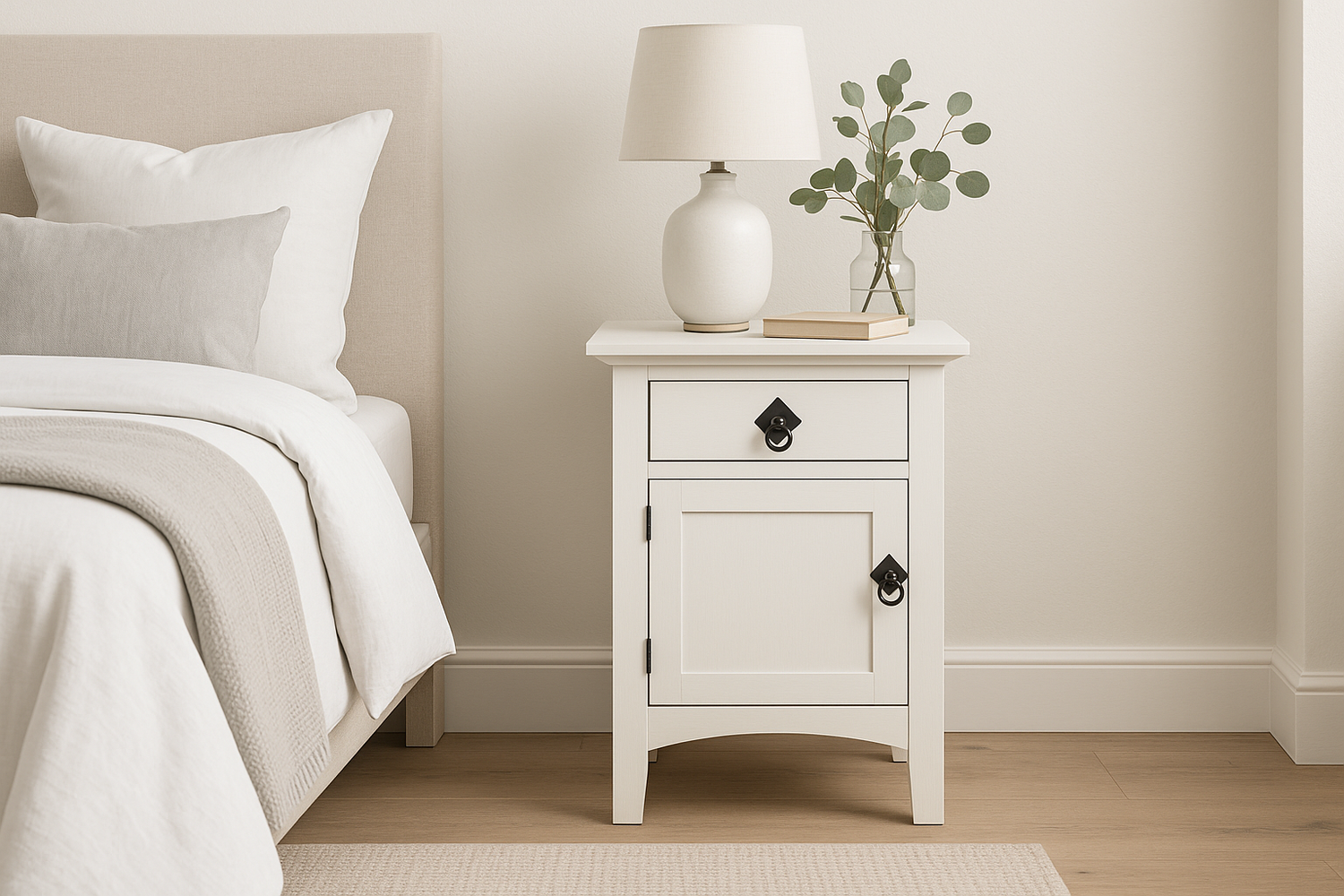 Tokyo (AUSSIE MADE) 1 Drawer / 1 Door Bedside Table - 660(H) X 430(W) - Painted Colours