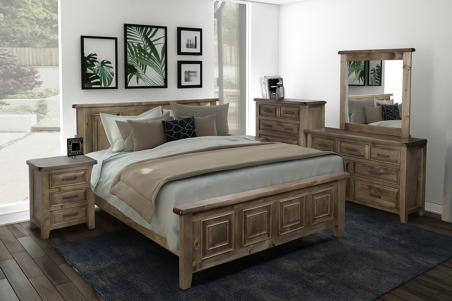 Sydneyside Double Or Queen 6 Piece (THE LOT) Bedroom Suite - Greywash (#501)