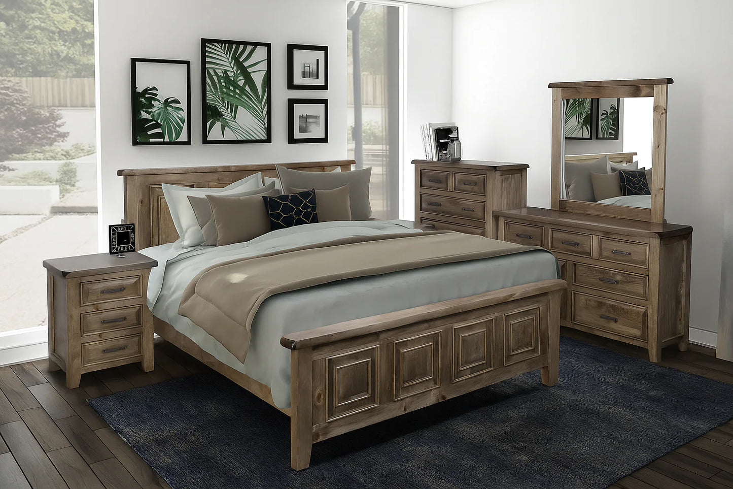 Sydneyside Double Or Queen 4 Piece (TALLBOY) Bedroom Suite - Grey Wash (#501)