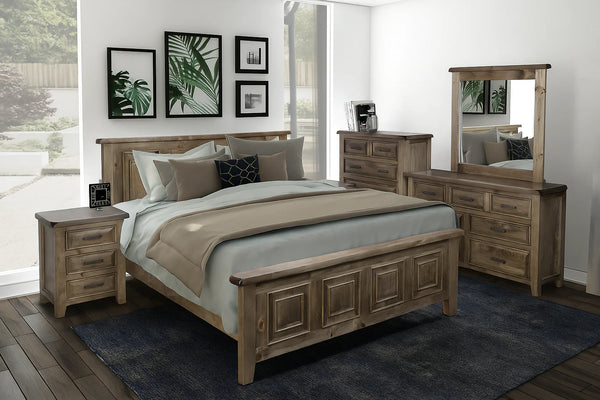 SYDNEYSIDE DOUBLE OR QUEEN 4 PIECE (TALLBOY) BEDROOM SUITE - GREY WASH (#501)