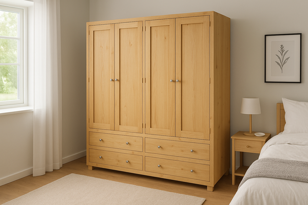 RETRO (AUSSIE MADE) DOOR WARDROBE WITH 4 DOOR / 4 DRAWER COLLECTION - ASSORTED STAINED COLOURS - STARTING FROM $1899