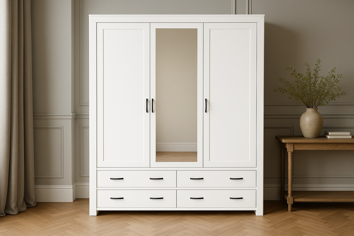 BUSTIN (AUSSIE MADE) 3 DOOR / 4 DRAWER MIRROR WARDROBE - ASSORTED PAINTED COLOURS - STARTING FROM $1499
