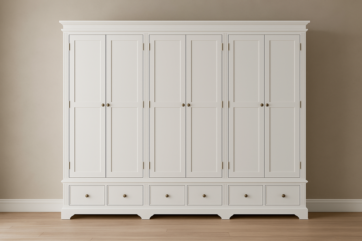 Torridge (AUSSIE MADE) 6 Door 6 Drawer Wardrobe - 1850(H) X 2700(W) X 520(D) - (3 SECTIONS) - Assorted Stained Colours