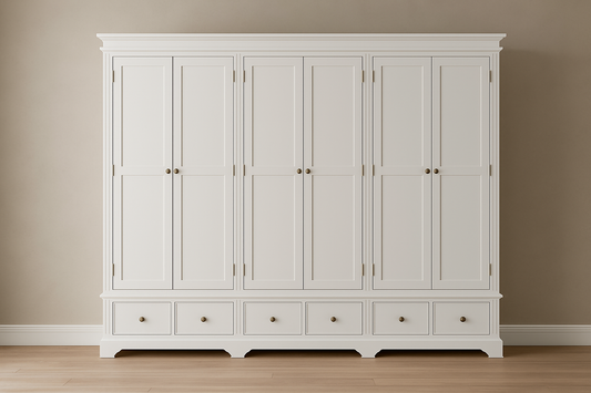Torridge (AUSSIE MADE) 6 Door 6 Drawer Wardrobe - 1850(H) X 2700(W) X 520(D) - (3 SECTIONS) - Assorted Stained Colours