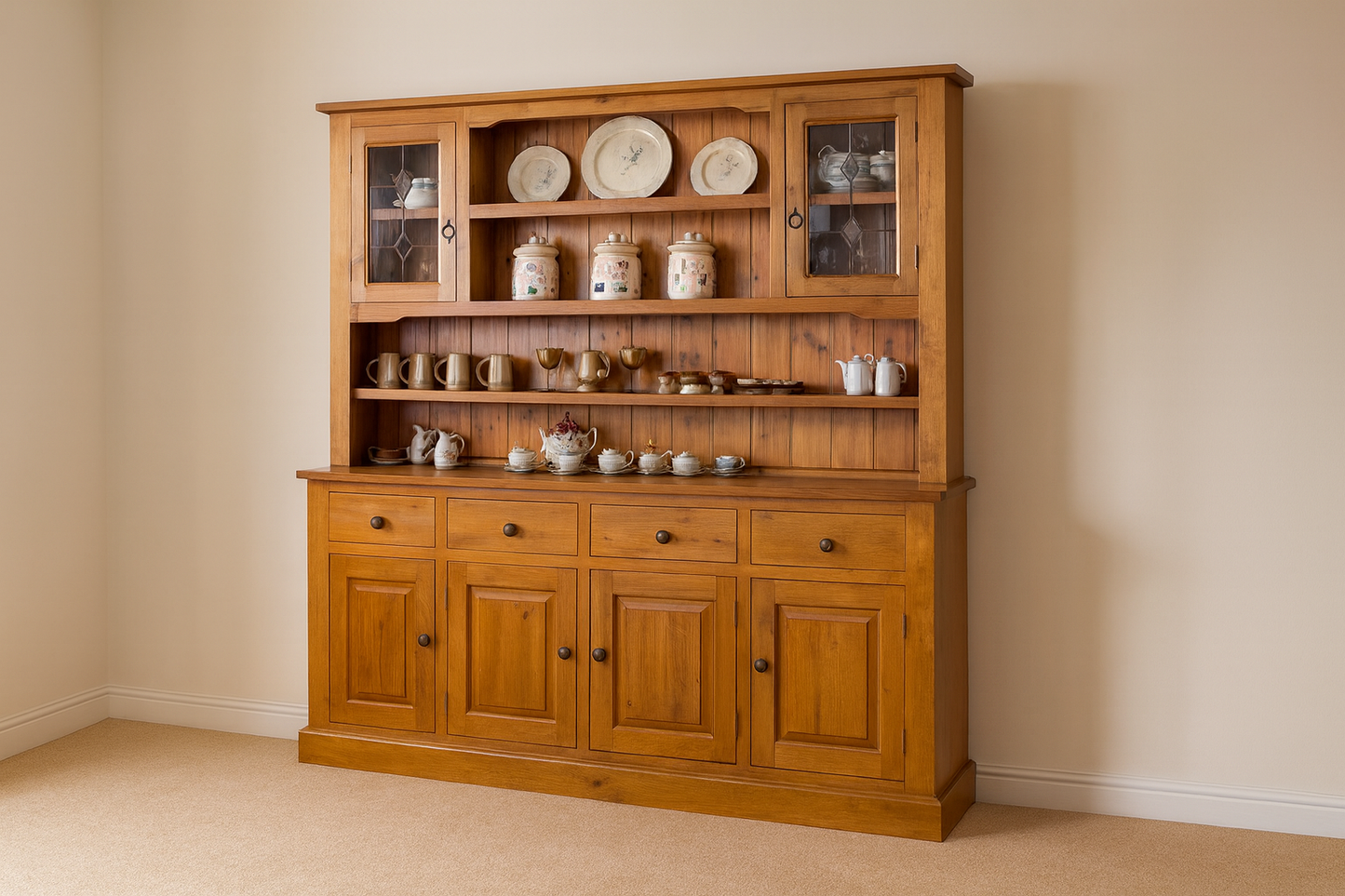 MARISSA (AUSSIE MADE) BUFFET AND HUTCH (NO LEADLIGHT) COLLECTION - ASSORTED STAINED COLOURS - STARTING FROM $1699
