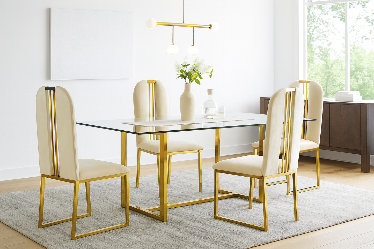 JANNA (SET OF 2) FABRIC DINING CHAIR - BEIGE