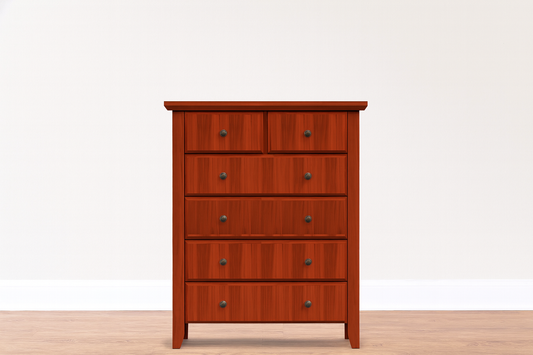 Manilla (AUSSIE MADE) 6 Drawer (2 OVER 4) Tallboy - 1200(H) X 940(W) X 480(D) - Tassie Oak Combination - Assorted Colours