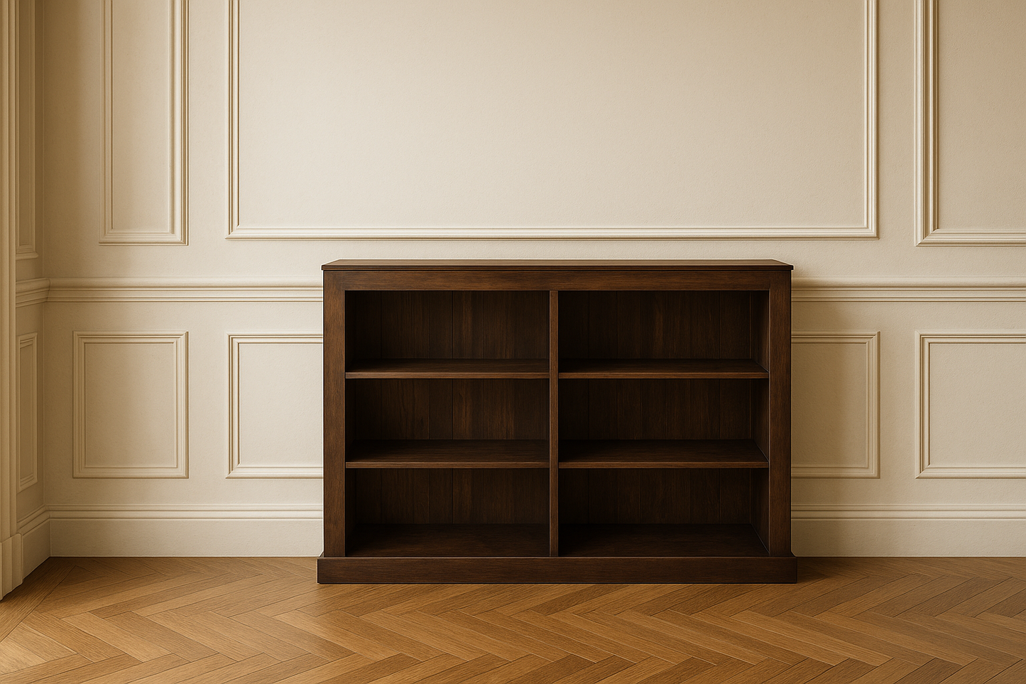 DERBY (AUSSIE MADE) CUBE LOWLINE BOOKCASE WITH 70mm FACINGS COLLECTION - ASSORTED STAINED COLOURS