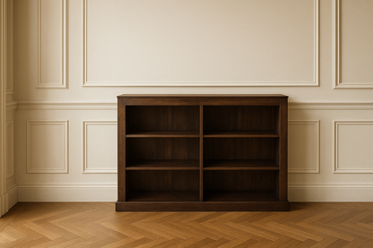 DERBY (AUSSIE MADE) CUBE LOWLINE BOOKCASE WITH 70mm FACINGS COLLECTION - ASSORTED STAINED COLOURS