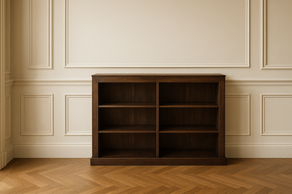 DERBY (AUSSIE MADE) CUBE LOWLINE BOOKCASE WITH 70mm FACINGS COLLECTION - ASSORTED STAINED COLOURS - STARTING FROM $399