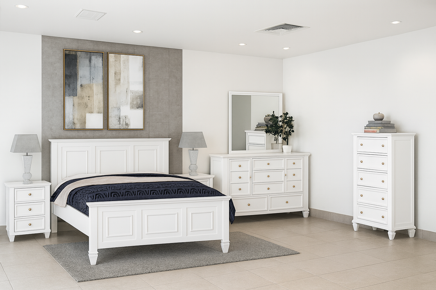 Single Or King Single Roxborough (CUSTOM MADE) 4 Piece (DRESSER) Bedroom Suite - Assorted Colours