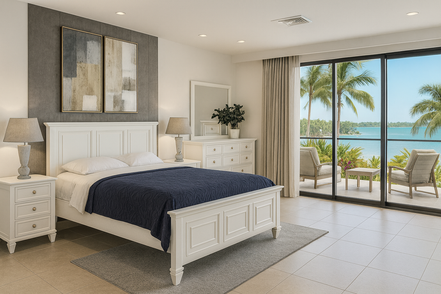 DOUBLE OR QUEEN ROXBOROUGH (CUSTOM MADE) 5 PIECE (DRESSER) BEDROOM SUITE - ASSORTED COLOURS