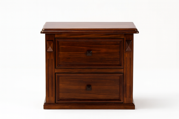 LEGIONS (W182) 2 DRAWER BEDSIDE TABLE - WALNUT (PICTURED)