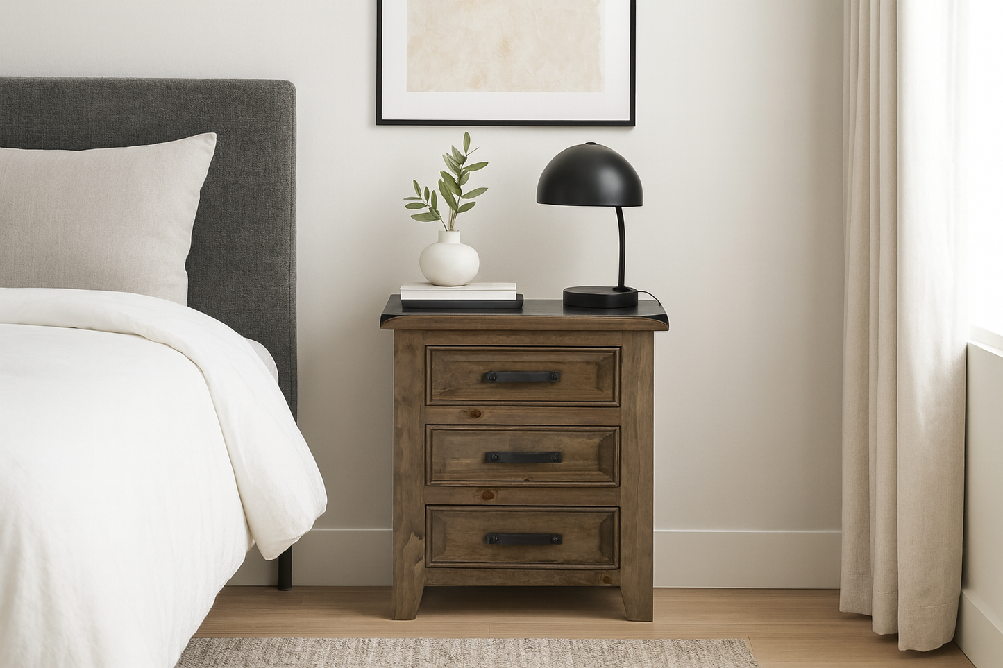 SYDNEYSIDE KING 3 PIECE (BEDSIDE) BEDROOM SUITE - GREYWASH(#501)