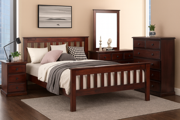 QUEEN CRONULLA (CRQB) BED WITH MATCHING FOOT - BALTIC , WALNUT OR GREYWASH