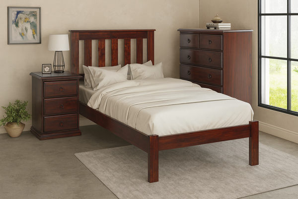 KING SINGLE CRONULLA CRKSB(B) BED WITH DOONA FOOT - BALTIC (#215) , WALNUT (#219) OR GREY WASH (#501)