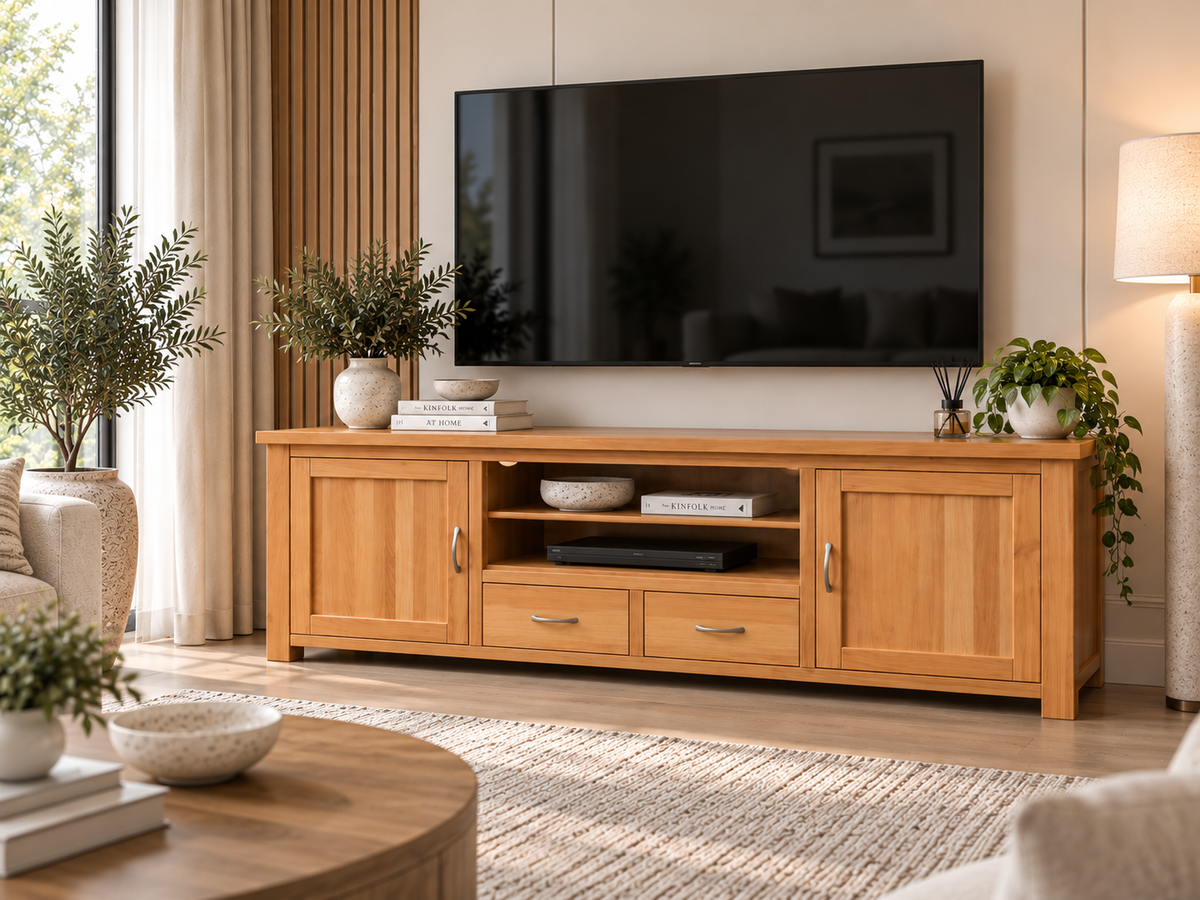 Austin (AUSSIE MADE) TV Lowline Unit - 590(H) X 1800(W) - Tassie Oak Combination - Assorted Colours
