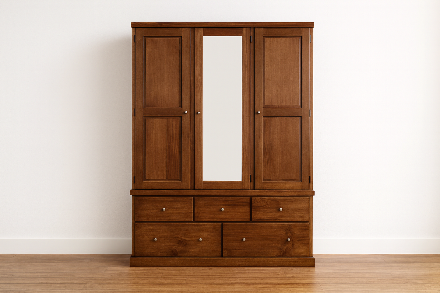 URBAN (AUSSIE MADE) 5 SECTION WARDROBE WITH SMOOTH DOORS COLLECTION - ASSORTED STAINED COLOURS - STARTING FROM $1699