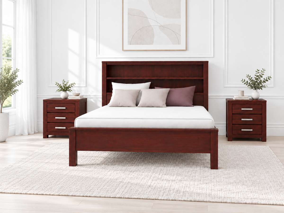 Kendall (AUSSIE MADE) Double Or Queen 5 Piece (DRESSER) Bedroom Suite (BOOKCASE BED) - Assorted Colours