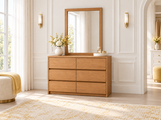 Reginald (AUSSIE MADE) Dressing Table With Mirror Collection - Tassie Oak Combination - Assorted Stained Colours