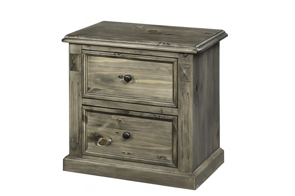 LEGIONS (W182) 2 DRAWER BEDSIDE TABLE - GREYWASH