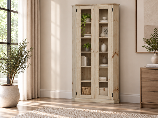 Swayde (AUSSIE MADE) 2 Full Glass Door Highline Corner Library Unit Collection - Assorted Stained Colours