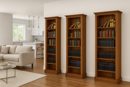 DRAGON (AUSSIE MADE) HIGHLINE BOOKCASE WITH 70mm FACINGS COLLECTION - ASSORTED STAINED COLOURS - STARTING FROM $799