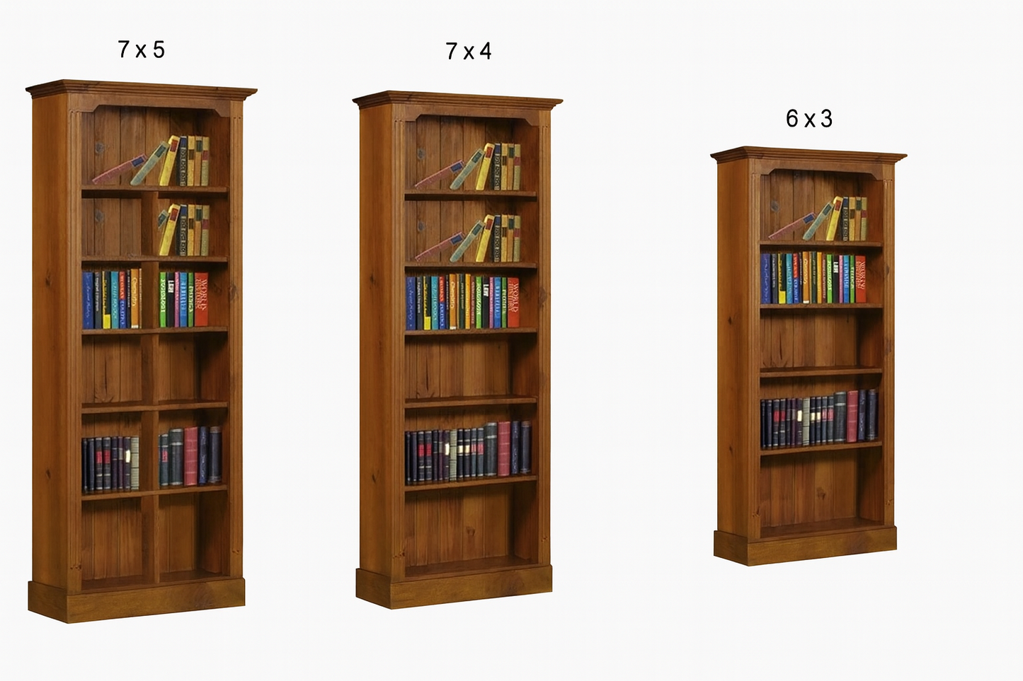 DRAGON (AUSSIE MADE) HIGHLINE BOOKCASE WITH 70mm FACINGS COLLECTION - ASSORTED STAINED COLOURS - STARTING FROM $799