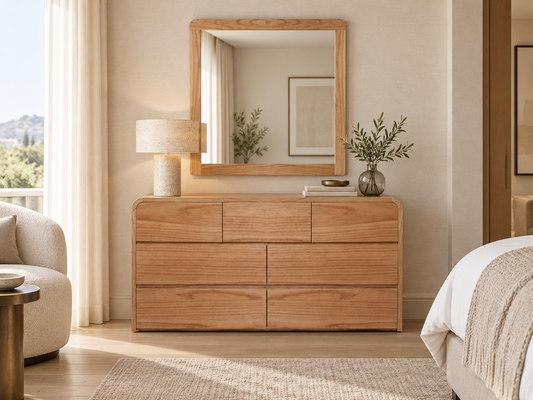 Andre (AUSSIE MADE) Dressing Table With Mirror - Tassie Oak Combination - Assorted Stained Colours