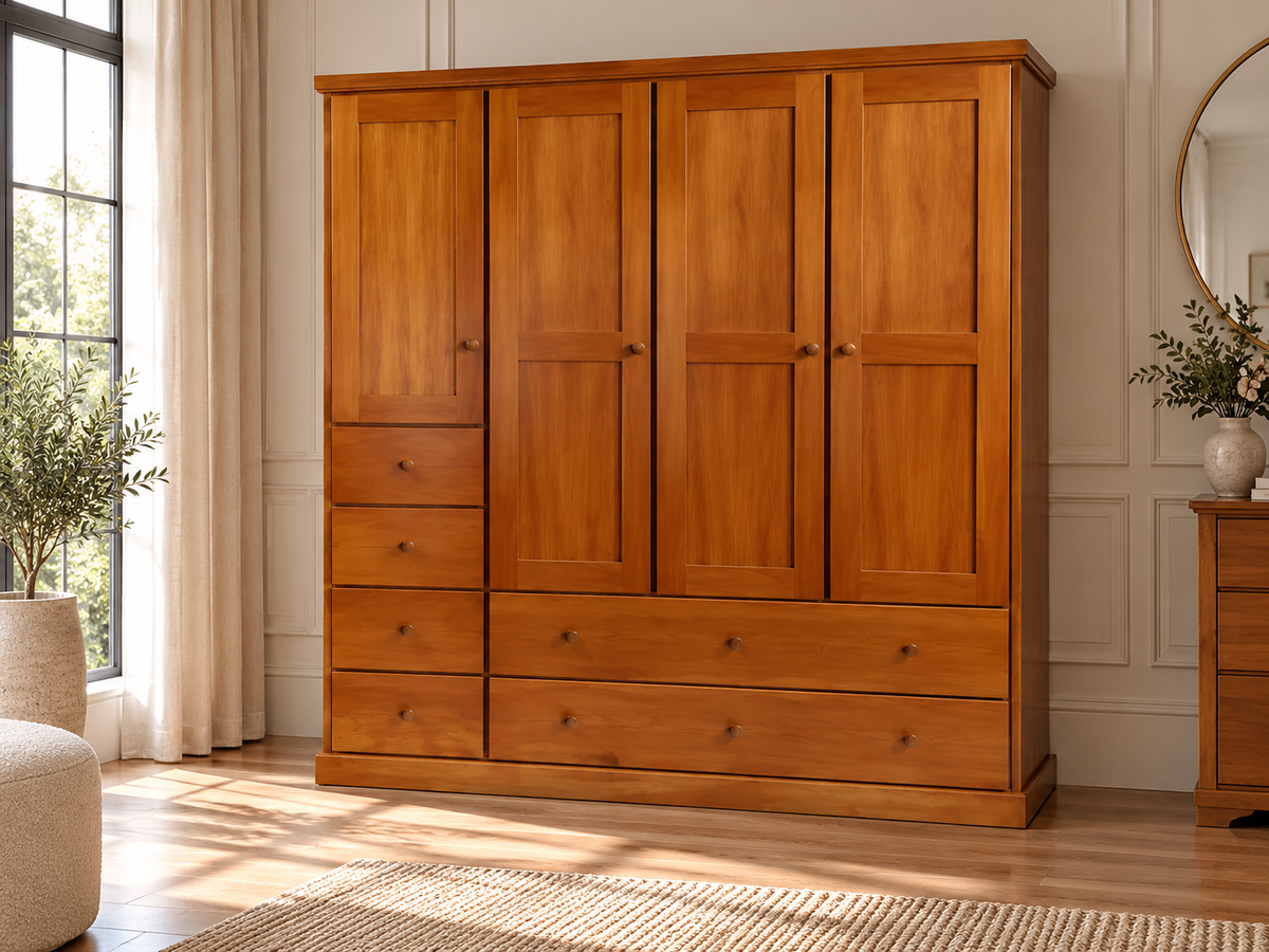 Urban (AUSSIE MADE) Flat Top 3 Door / 6 Drawer Wardrobe Collection - Assorted Stained Colours
