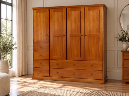 Urban (AUSSIE MADE) Flat Top 3 Door / 6 Drawer Wardrobe Collection - Assorted Stained Colours