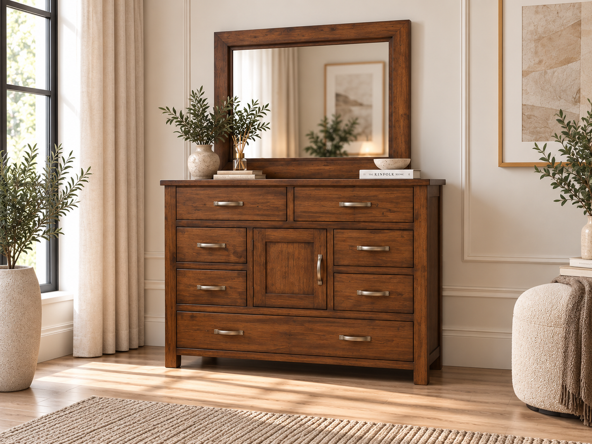 Parsons (Aussie Made) Dressing Table With Mirror - Assorted Stained Colours