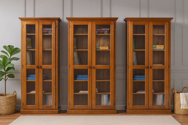NOOSA (AUSSIE MADE) 2 DOOR LIBRARY UNIT COLLECTION - ASSORTED STAINED COLOURS - STARTING FROM $899