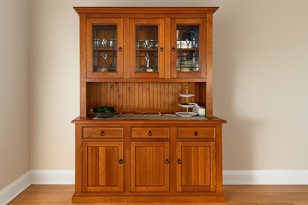 Rikkie (AUSSIE MADE) Buffet & Hutch (NO LEAD LINING) With Picture Frame Drawer Fronts Collection - Assorted Stained Colours