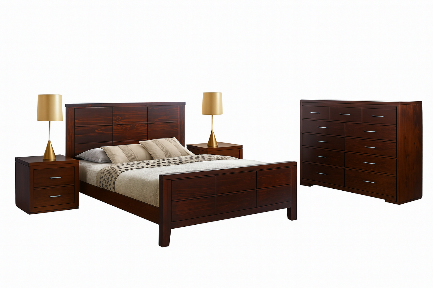 Single Narrabeen Panel Bed (14-15-15-20-21-18-5) - Walnut(#219)