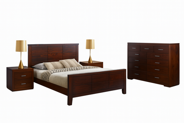 SINGLE NARRABEEN PANEL BED (14-15-15-20-21-18-5)  - WALNUT(#219)