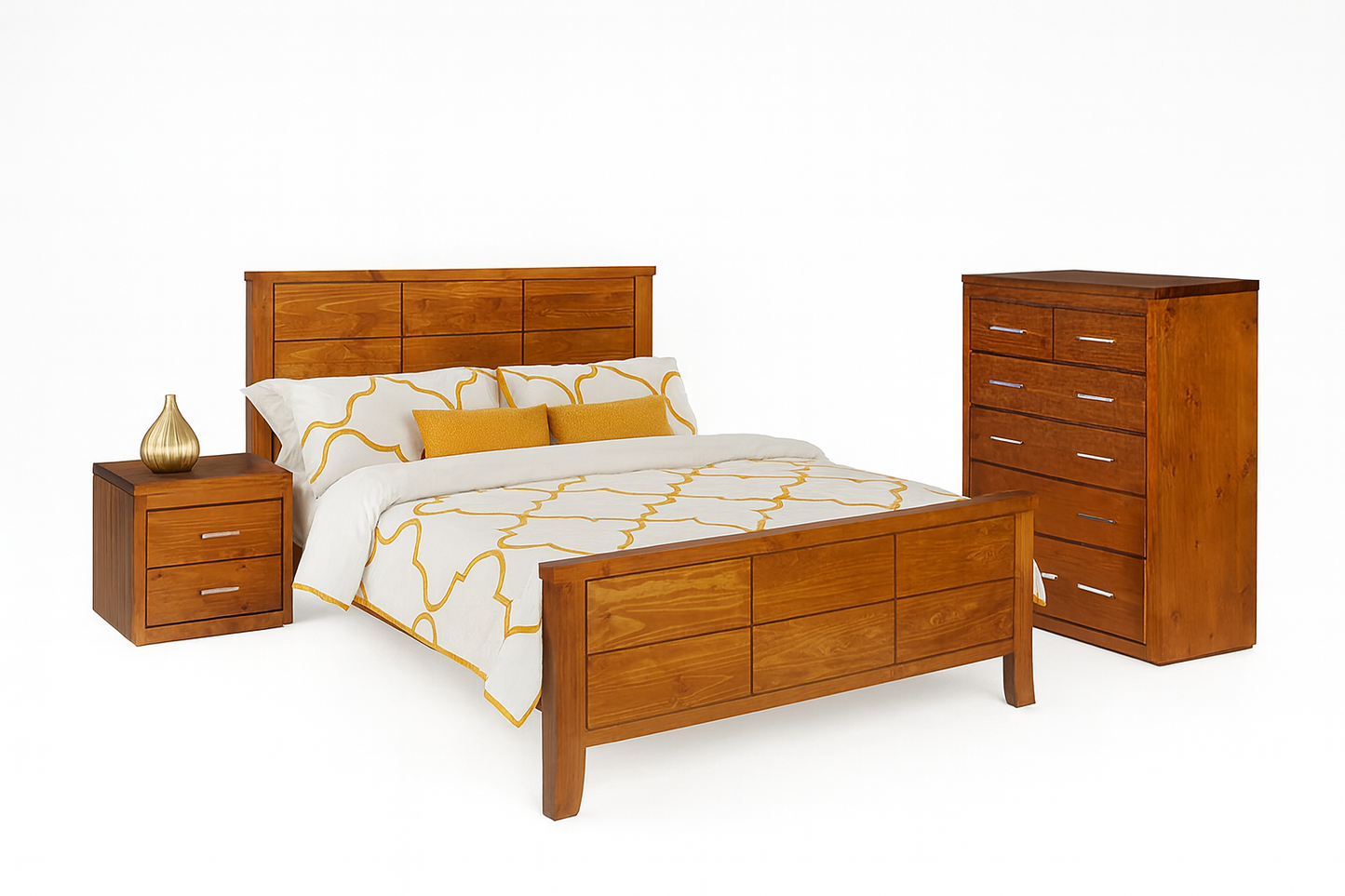 KING SINGLE NARRABEEN PANAL (14-15-15-20-21-18-5) BED (NTRKSB) - BALTIC (#215) , WALNUT (#219) , GREYWASH (#501)