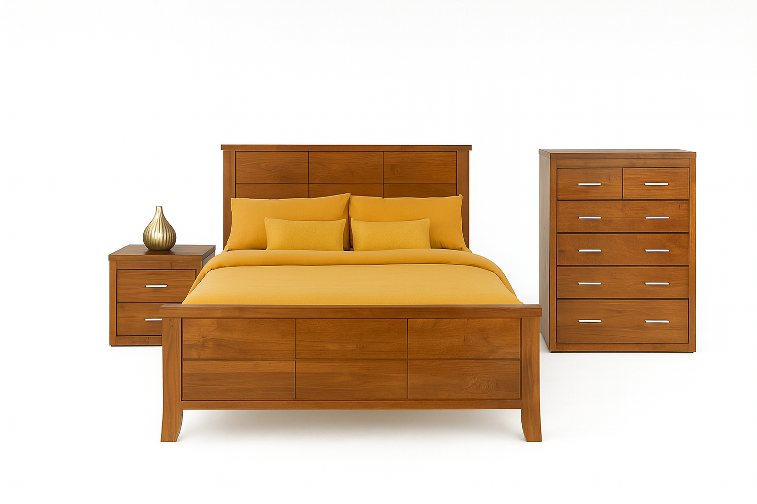 King Single Narrabeen Panal (14-15-15-20-21-18-5) Bed (NTRKSB) - Baltic (#215) , Walnut (#219) , Greywash (#501)