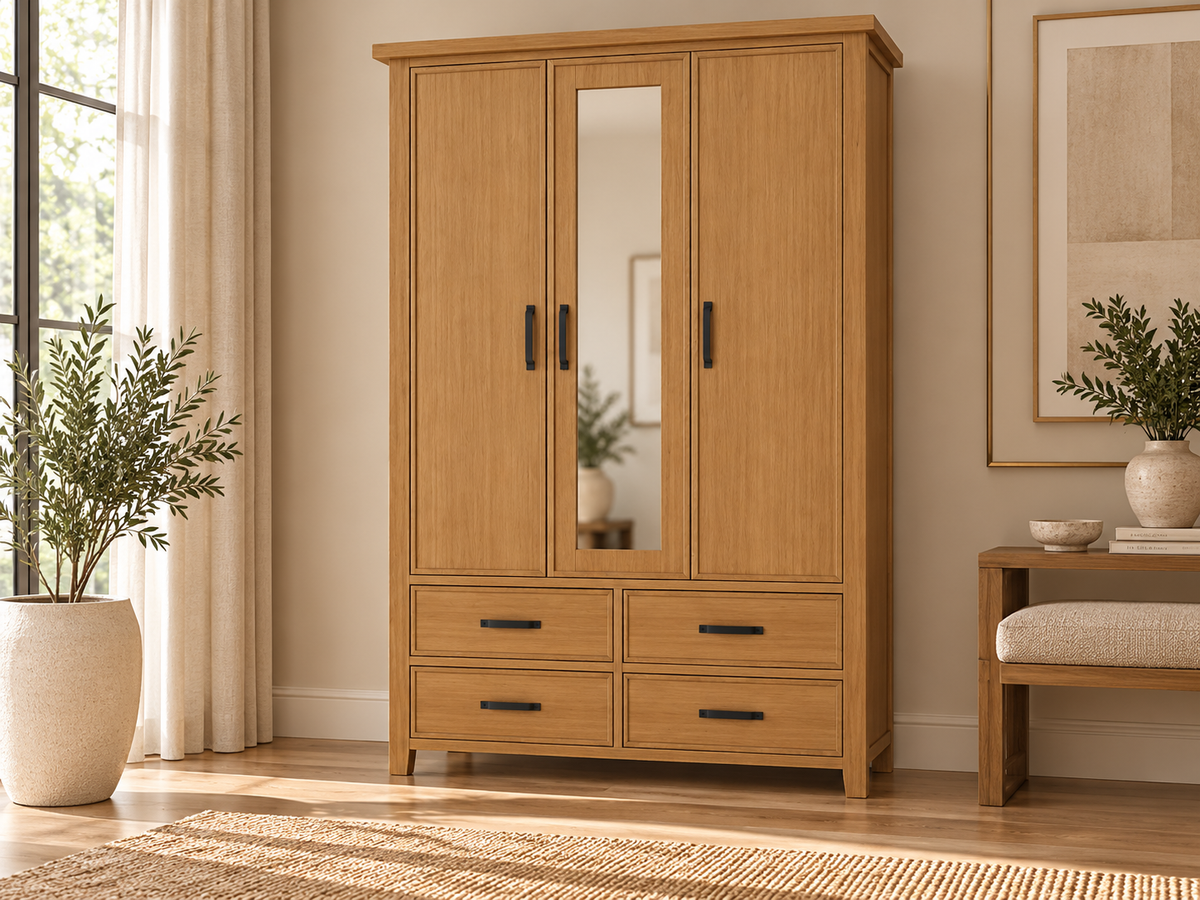 Sydneyside (AUSSIE MADE) 3 Door / 4 Drawer Mirror Robe Collection - Assorted Stained Colours