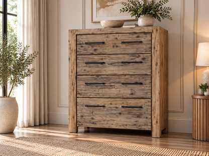 Winslow Acacia 5 Drawers Tallboy - As Pictured