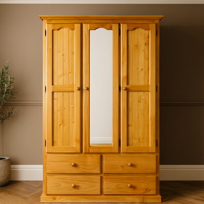 MUDGEE (AUSSIE MADE) WARDROBE COMBO WITH 3 DOORS & 4 DRAWERS - ASSORTED STAINED COLOURS - STARTING FROM $1299