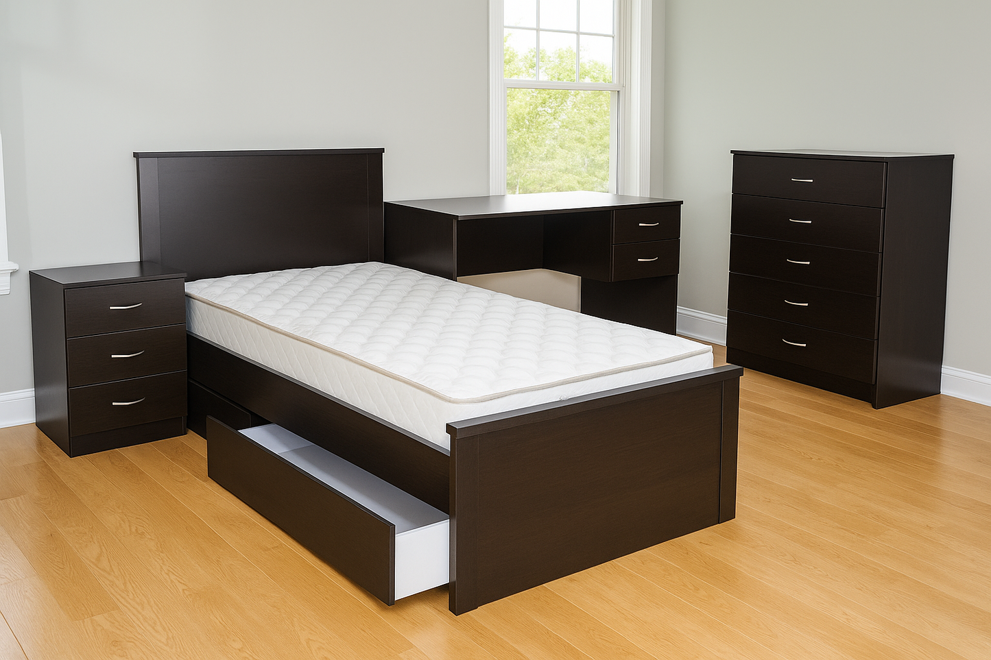 SINGLE OR KING SINGLE AMAZING 3 PIECE BEDROOM SUITE (MODEL:3-18-5) - CHOCOLATE
