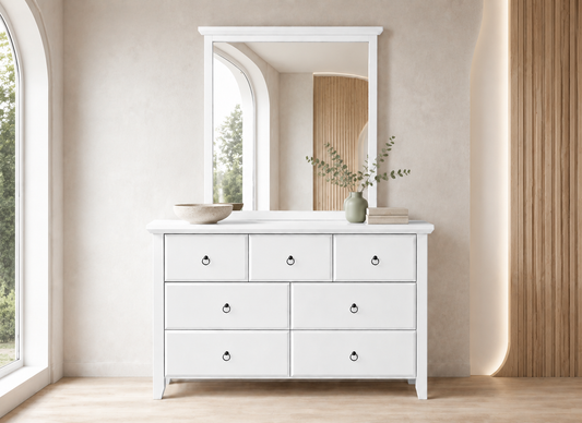 Manilla (AUSSIE MADE) 7 Drawer Dressing Table With Mirror - Assorted Painted Colours